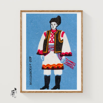 Moldovan Man - vintage matchbox label print