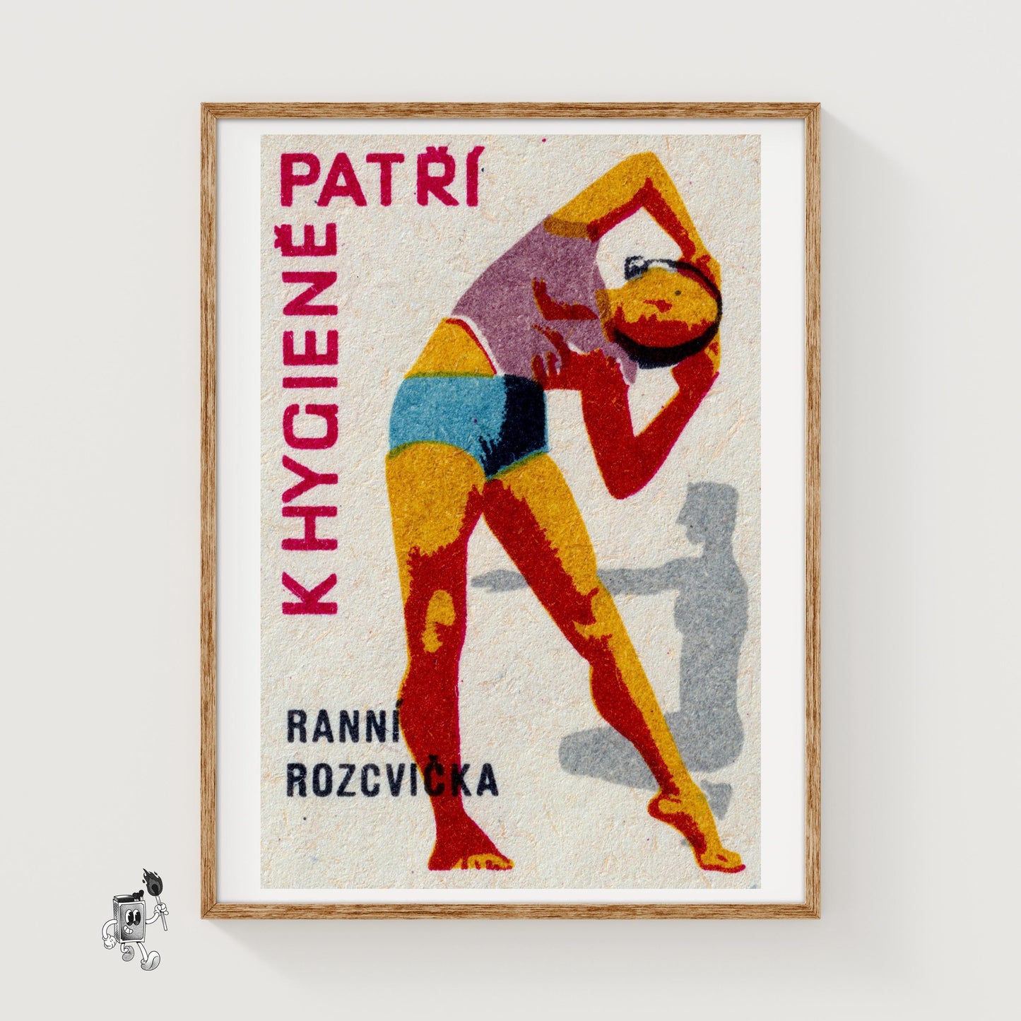Woman Stretching - vintage matchbox label print