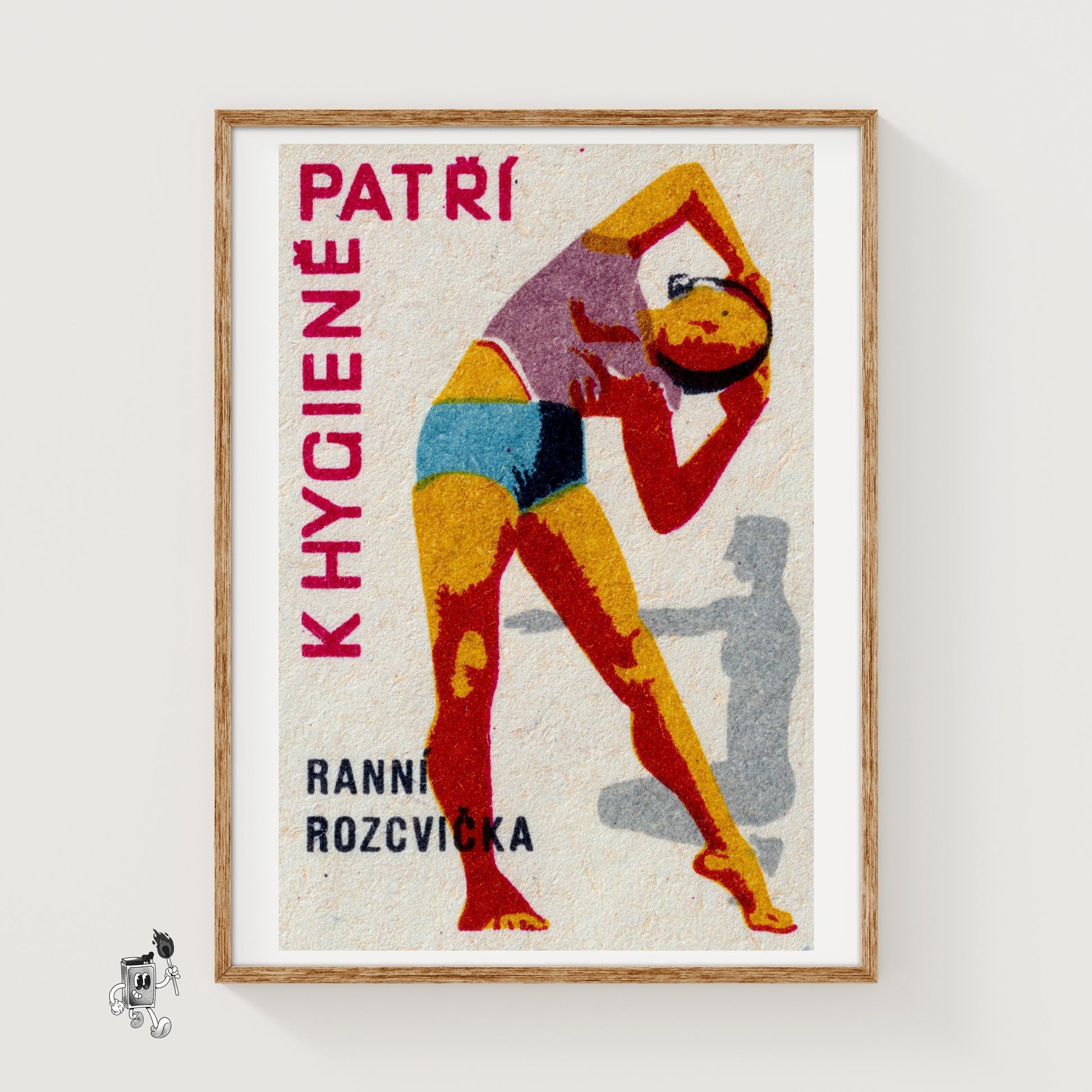 Woman Stretching - vintage matchbox label print