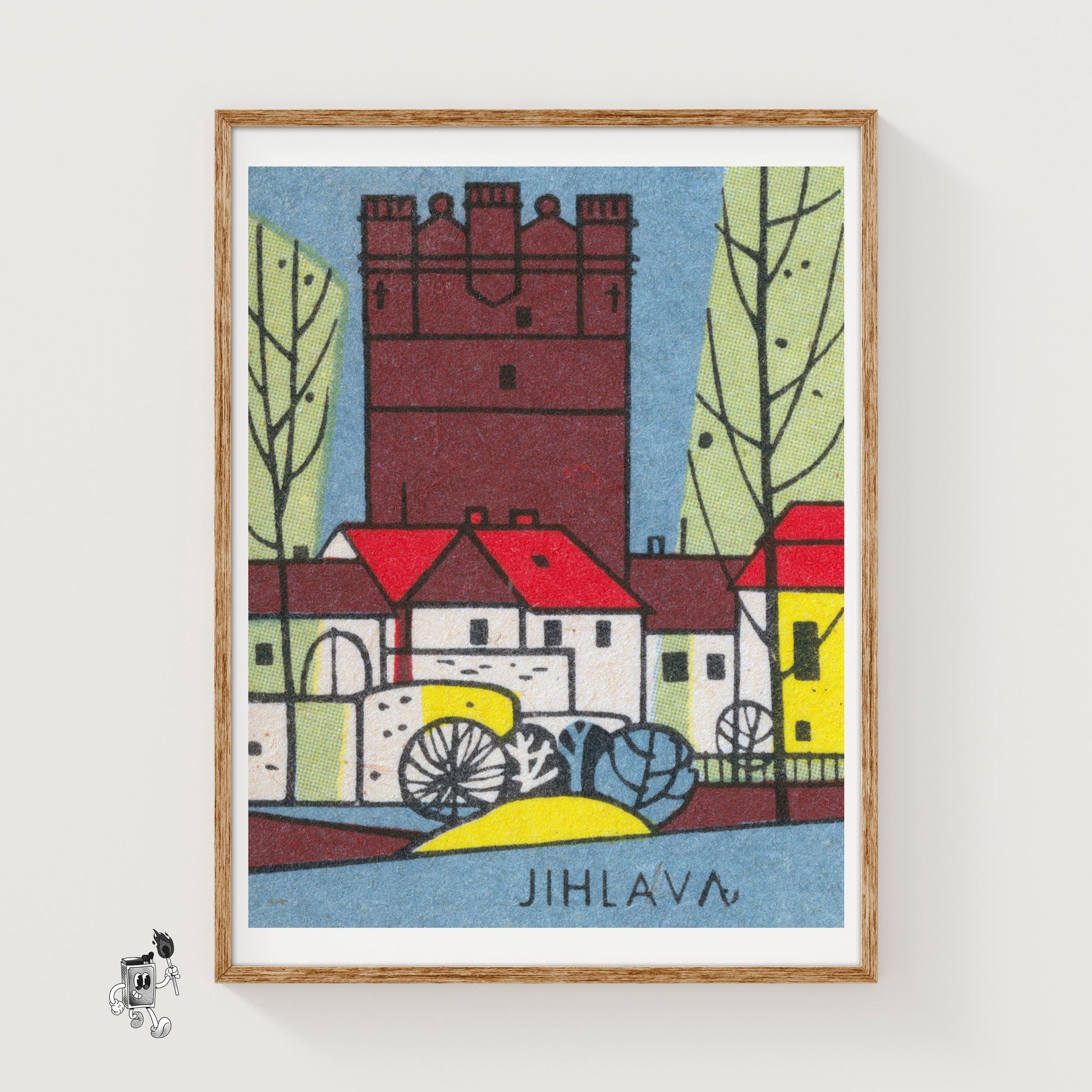 Red Castle Tower - vintage matchbox label print