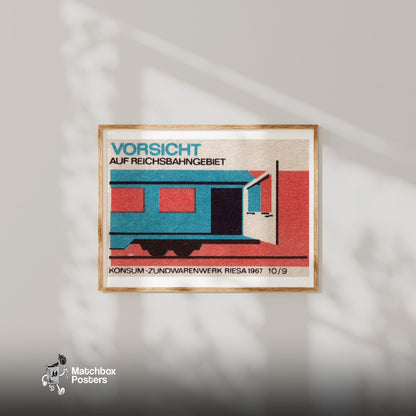 Train Car - vintage matchbox label print - bedroom mockup