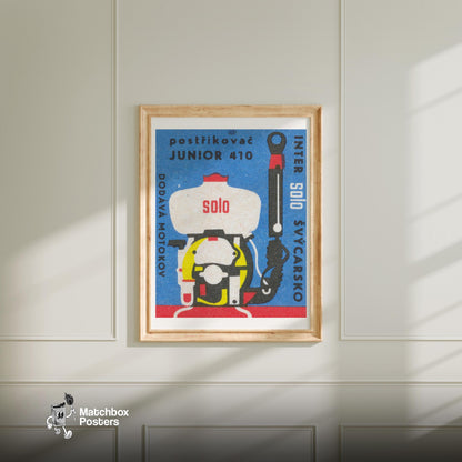 Engine: Vintage Czech - vintage matchbox label print - bedroom mockup