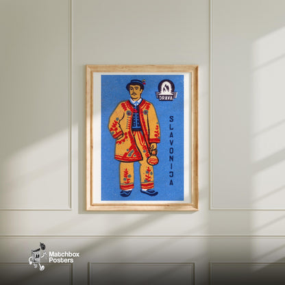 Slovenian Man - vintage matchbox label print - bedroom mockup