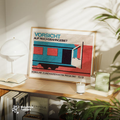 Train Car - vintage matchbox label print - office wall
