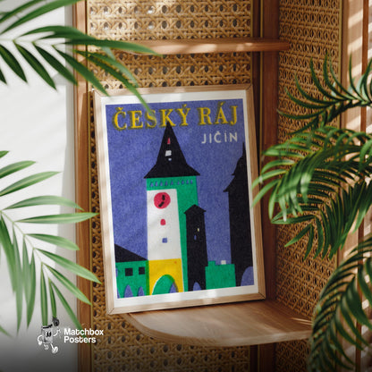 Clock Tower - vintage matchbox label print - office wall