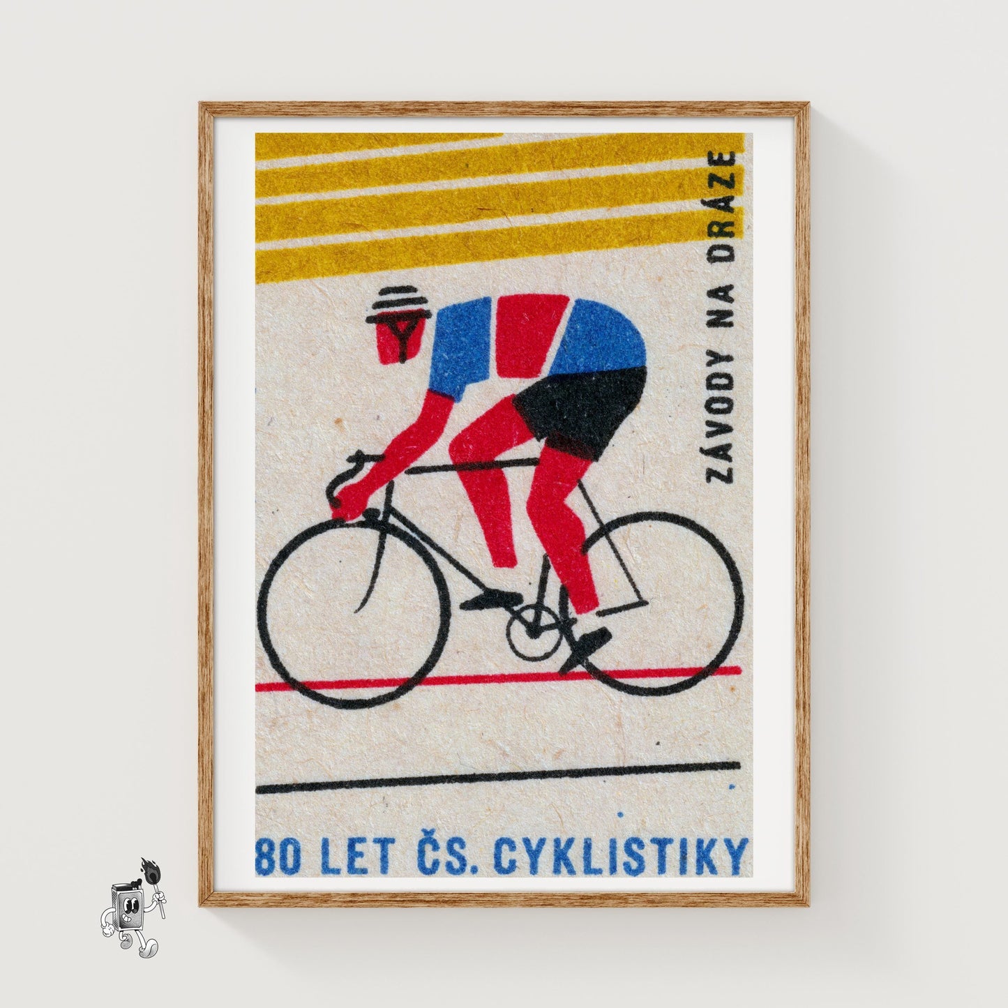 Cyclist - vintage matchbox label print