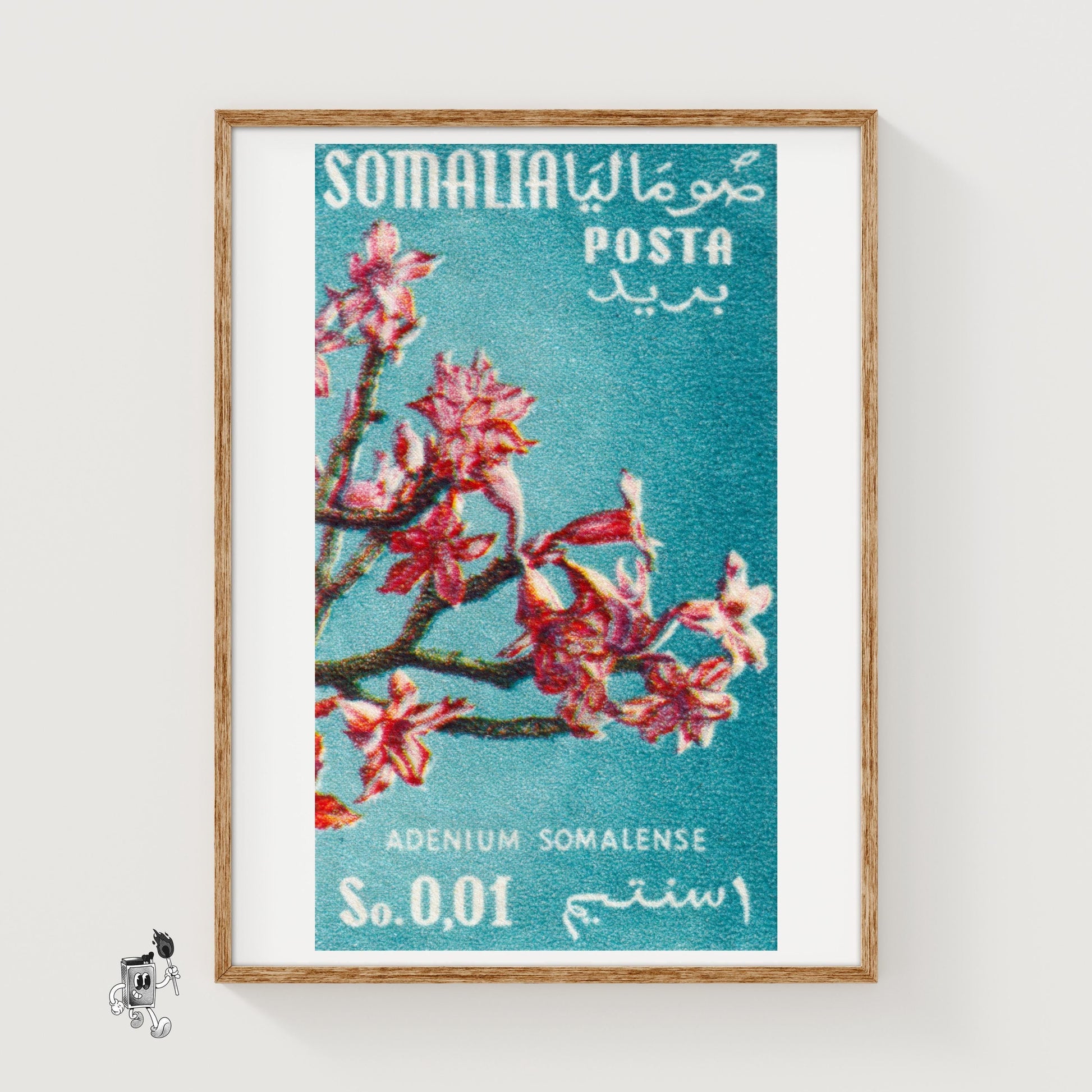 Adenium Flower - vintage matchbox label print