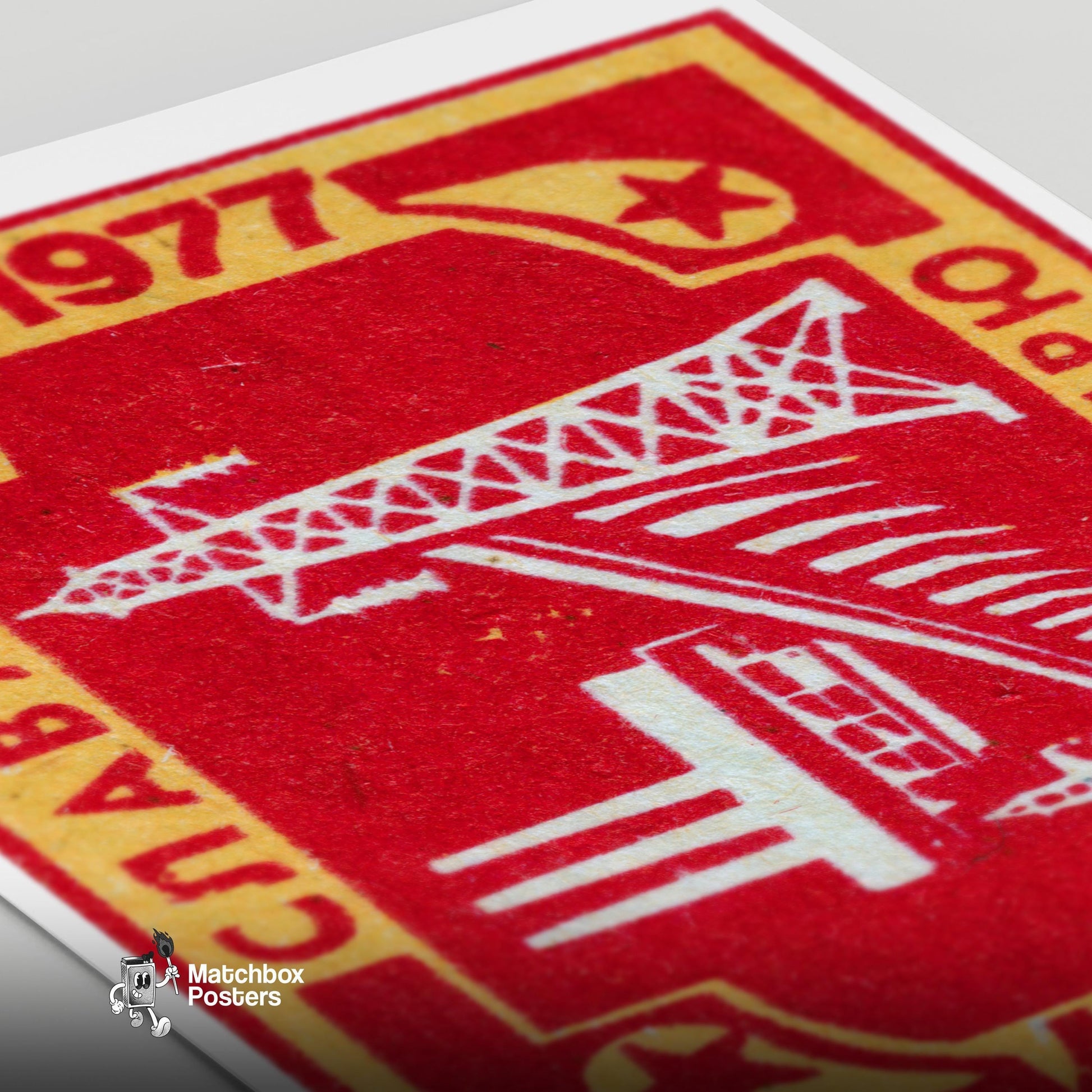 Power Plant - vintage matchbox label print - close-up detail