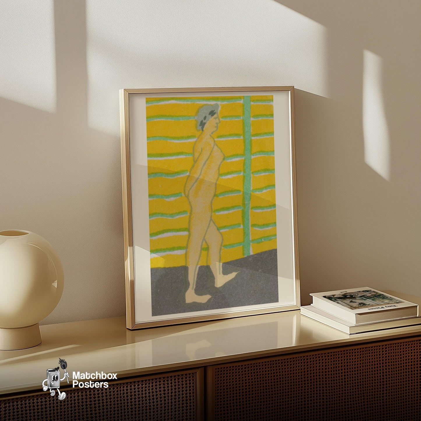 Walking Woman - vintage matchbox label print - size comparison