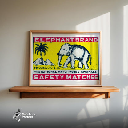 Elephant Brand - vintage matchbox label print - size comparison