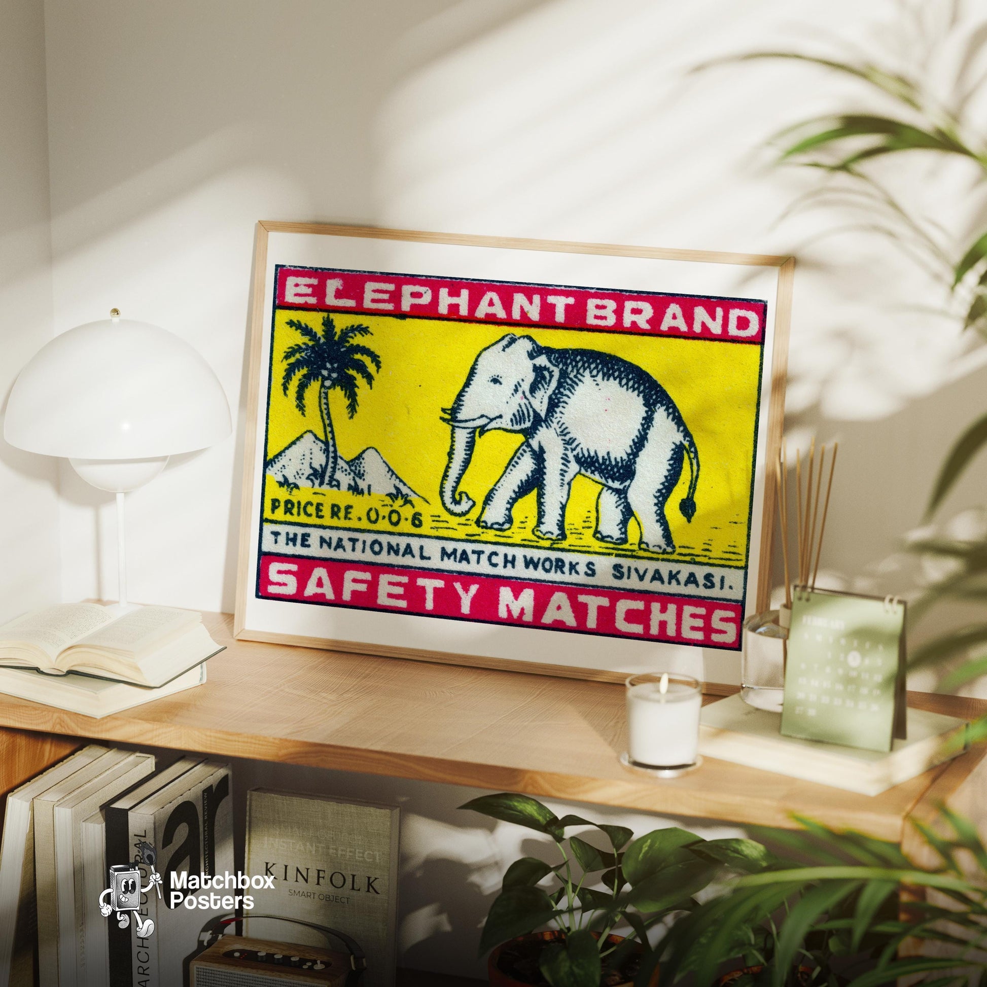 Elephant Brand - vintage matchbox label print - office wall