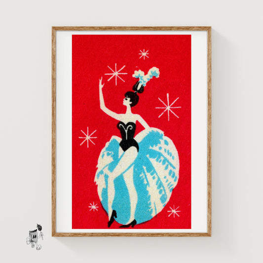 Dancer - vintage matchbox label print