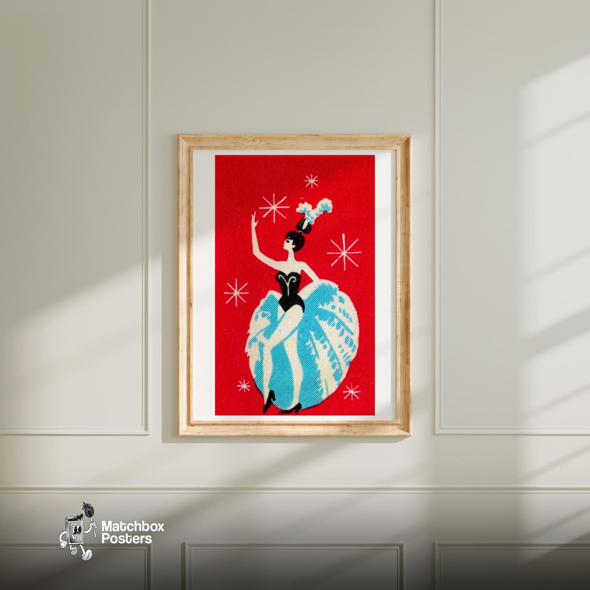 Dancer - vintage matchbox label print - bedroom mockup