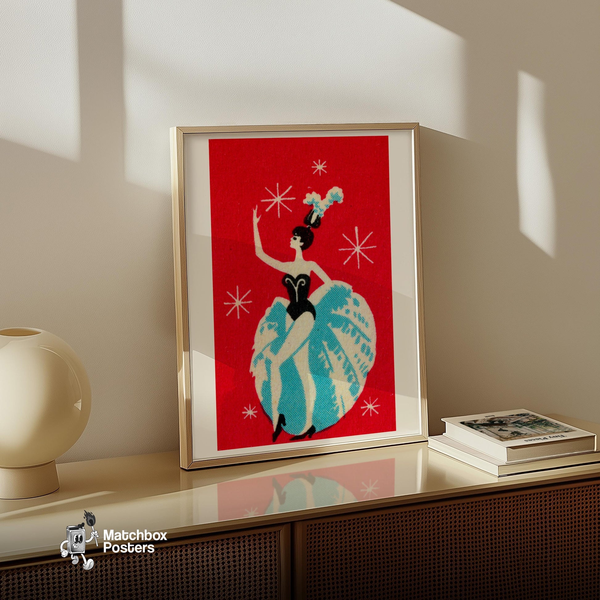 Dancer - vintage matchbox label print - size comparison
