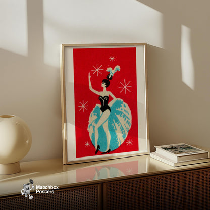 Dancer - vintage matchbox label print - size comparison