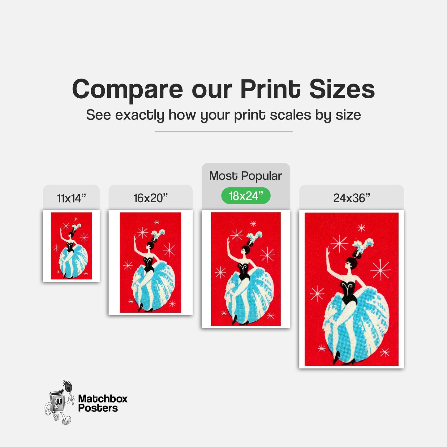 Dancer - vintage matchbox label print - gallery wall preview