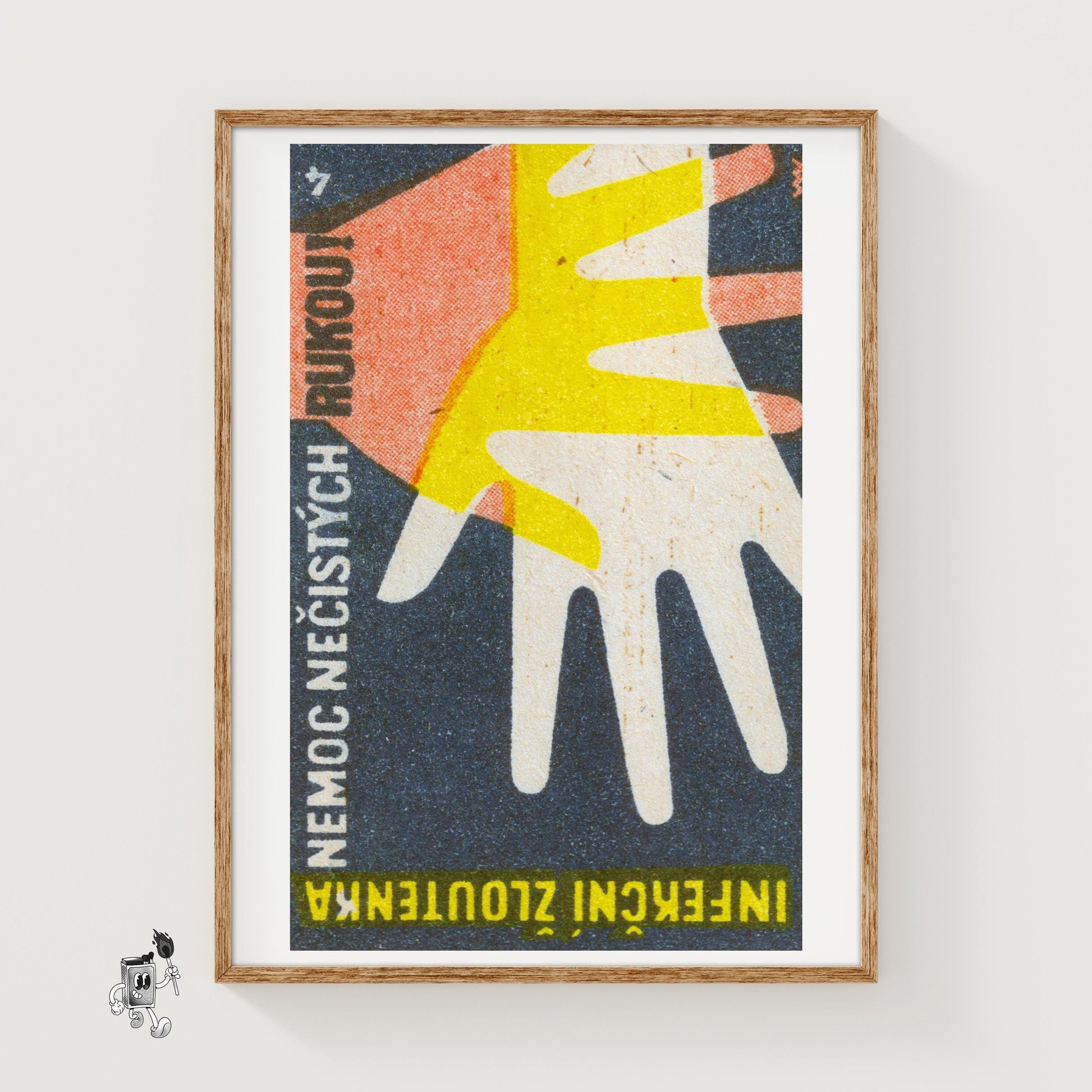 Overlapping Hands - vintage matchbox label print