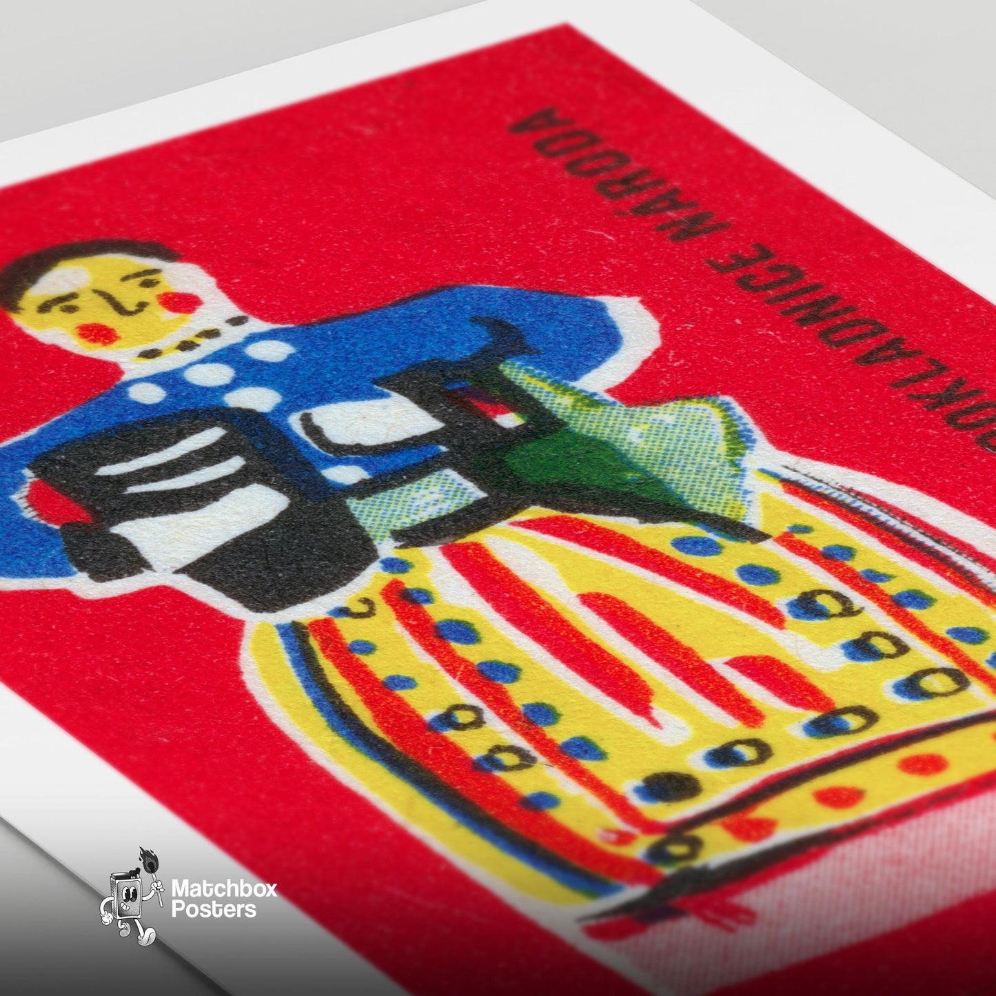 Folk Woman - vintage matchbox label print - close-up detail