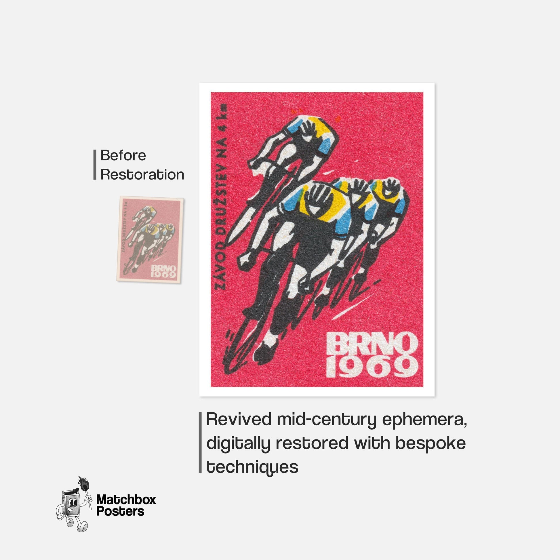 Track Cycling World Championship Brno - vintage matchbox label print - framed wall art preview
