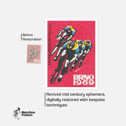 Track Cycling World Championship Brno - vintage matchbox label print - framed wall art preview