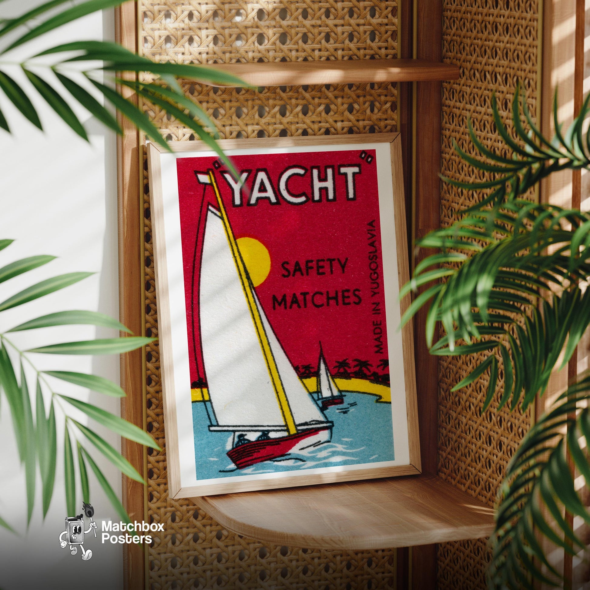 Sailing Yacht - vintage matchbox label print - office wall