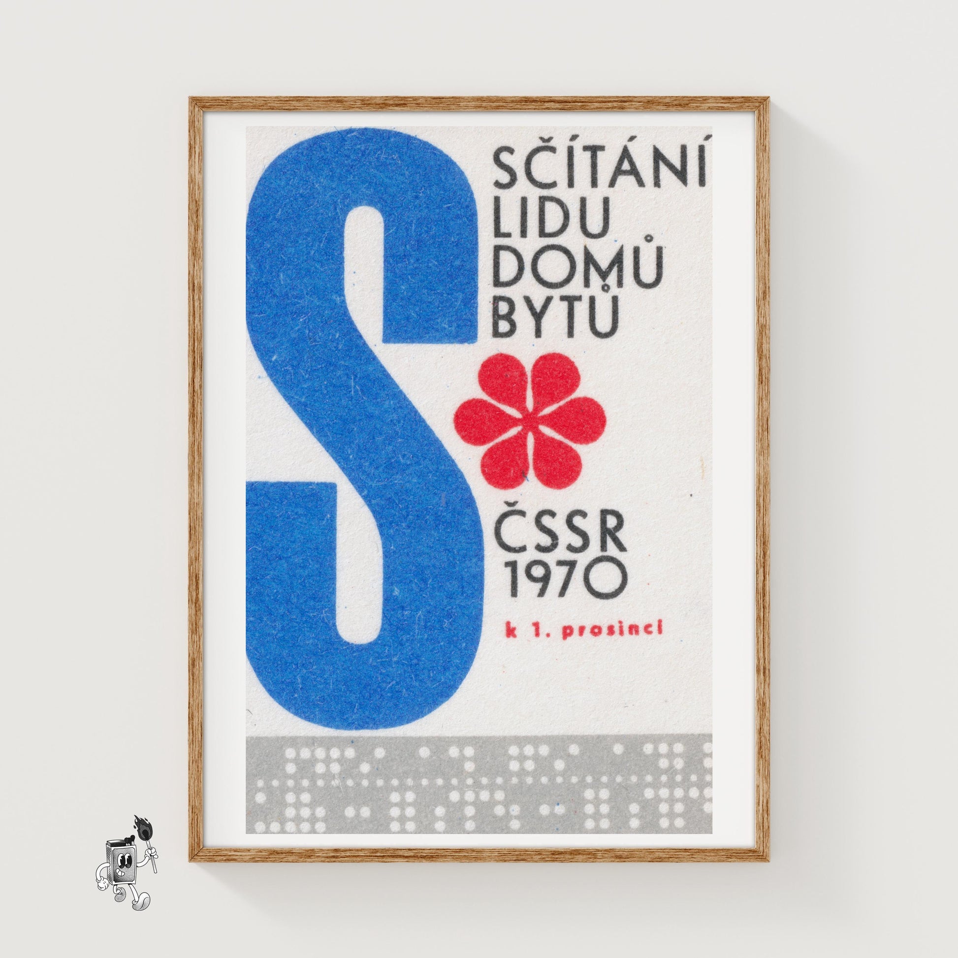 Small Red Flower - vintage matchbox label print