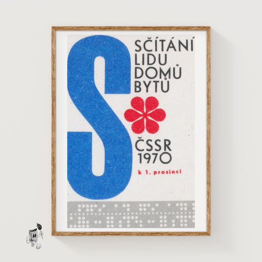 Small Red Flower - vintage matchbox label print