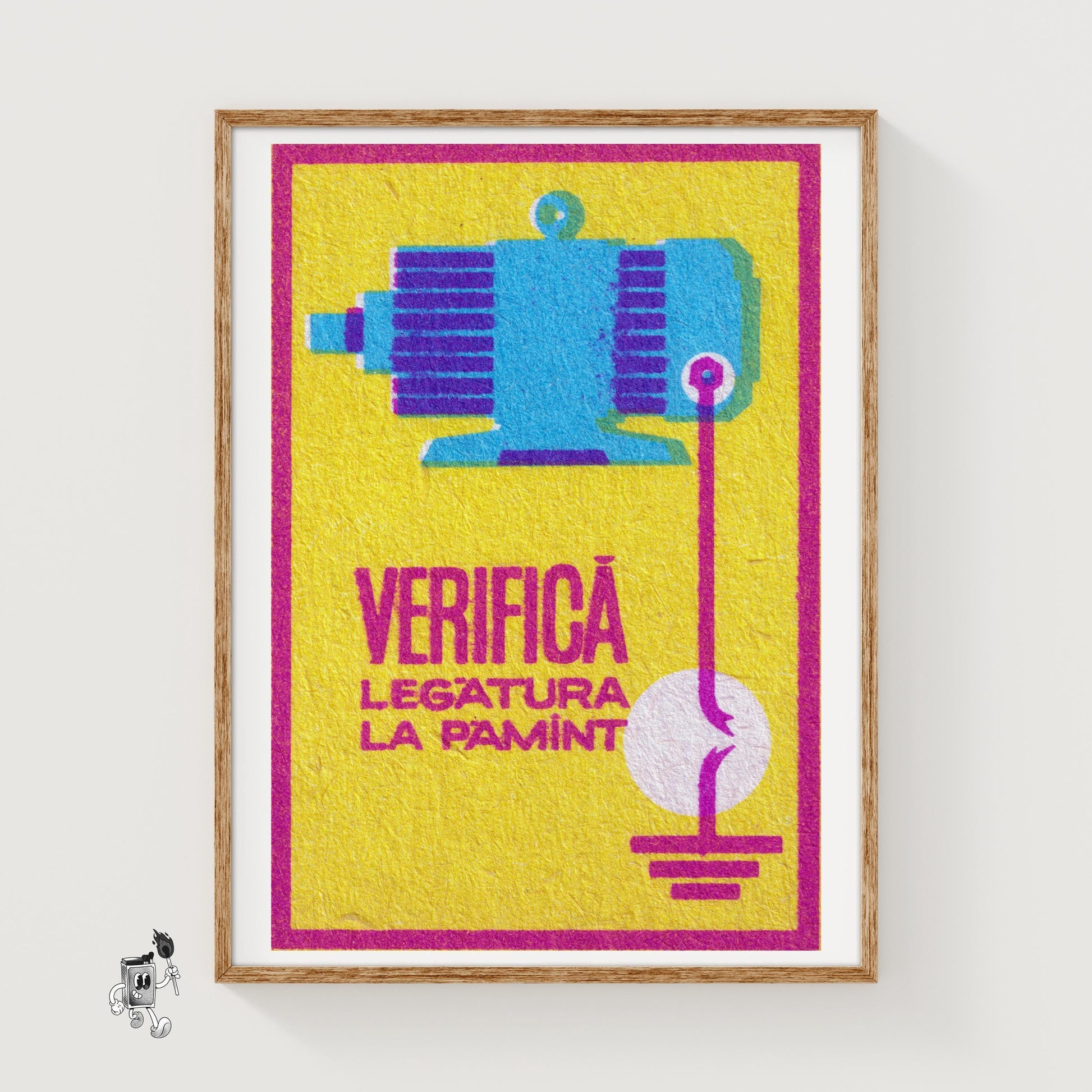 Electric Motor - vintage matchbox label print