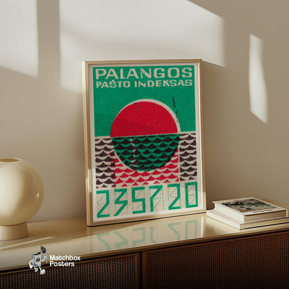 Red Sunset - vintage matchbox label print - size comparison