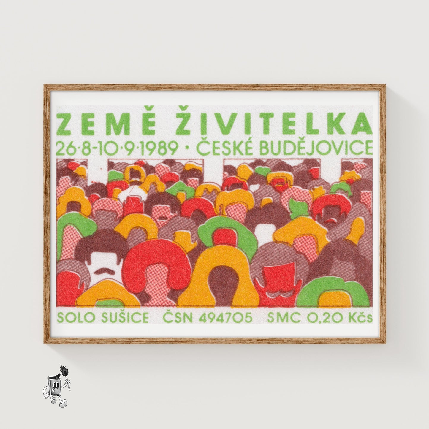 Human Crowd - vintage matchbox label print