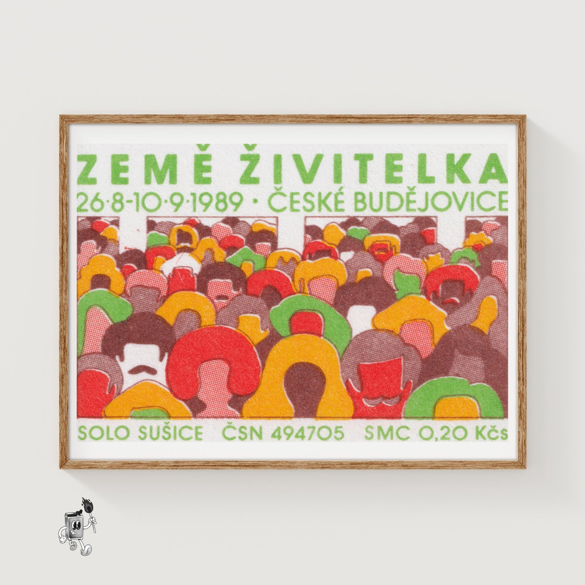 Human Crowd - vintage matchbox label print