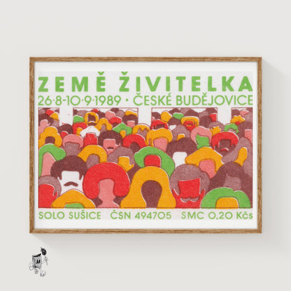 Human Crowd - vintage matchbox label print