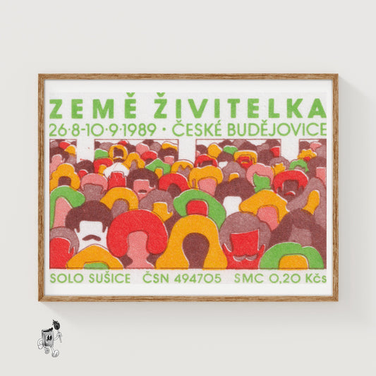 Human Crowd - vintage matchbox label print