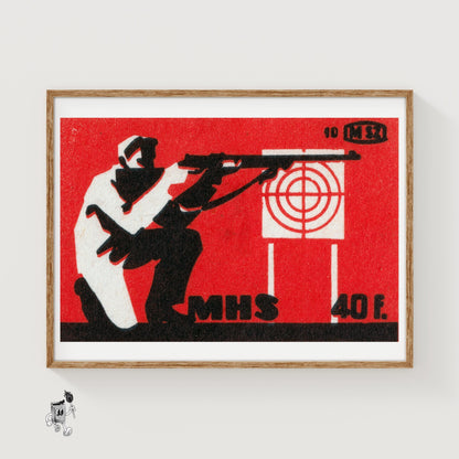 Marksman - vintage matchbox label print