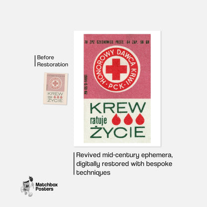 Blood Donation - vintage matchbox label print - framed wall art preview
