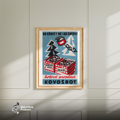 Collect Scrap Metal - vintage matchbox label print - bedroom mockup