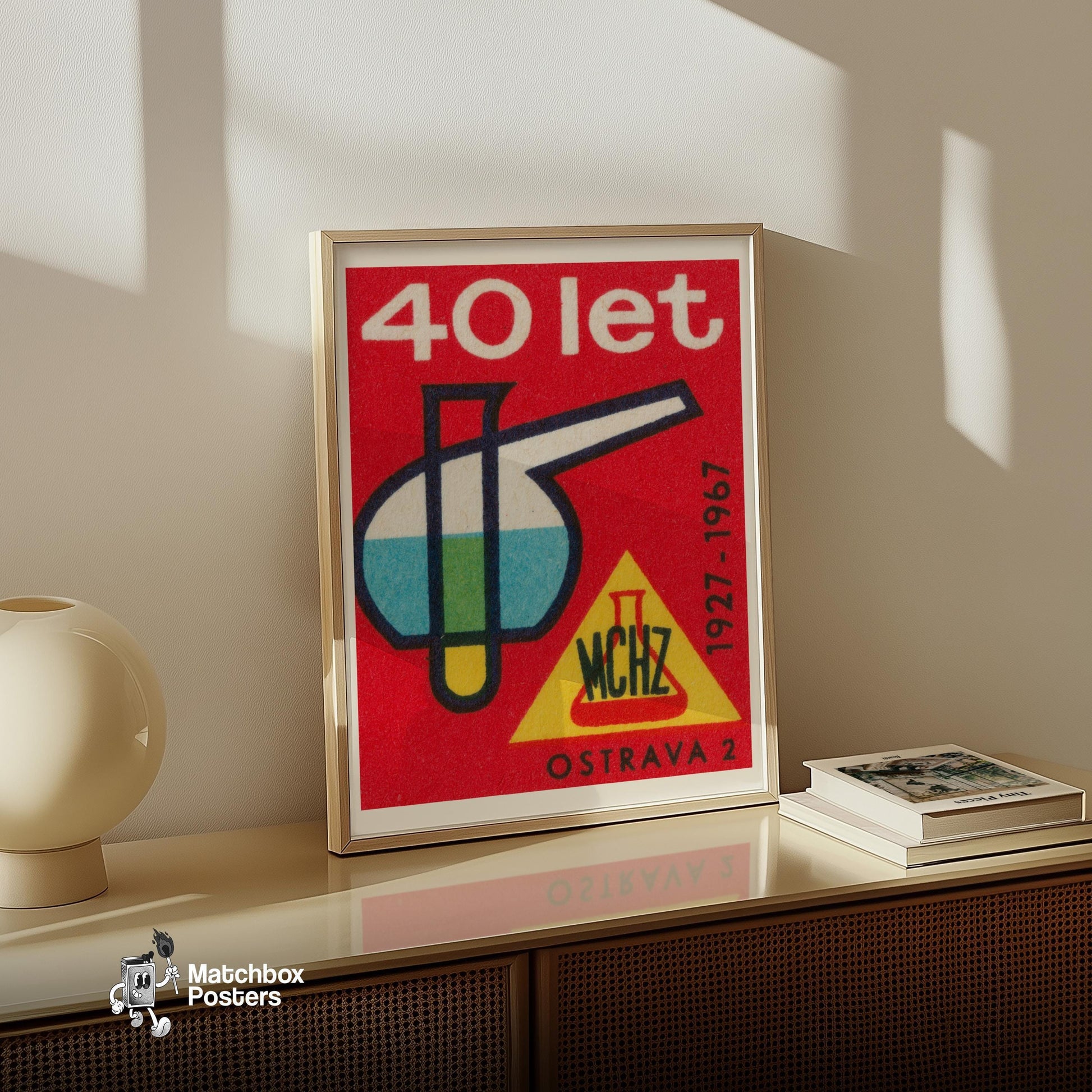 Industrial Chemistry - vintage matchbox label print - size comparison