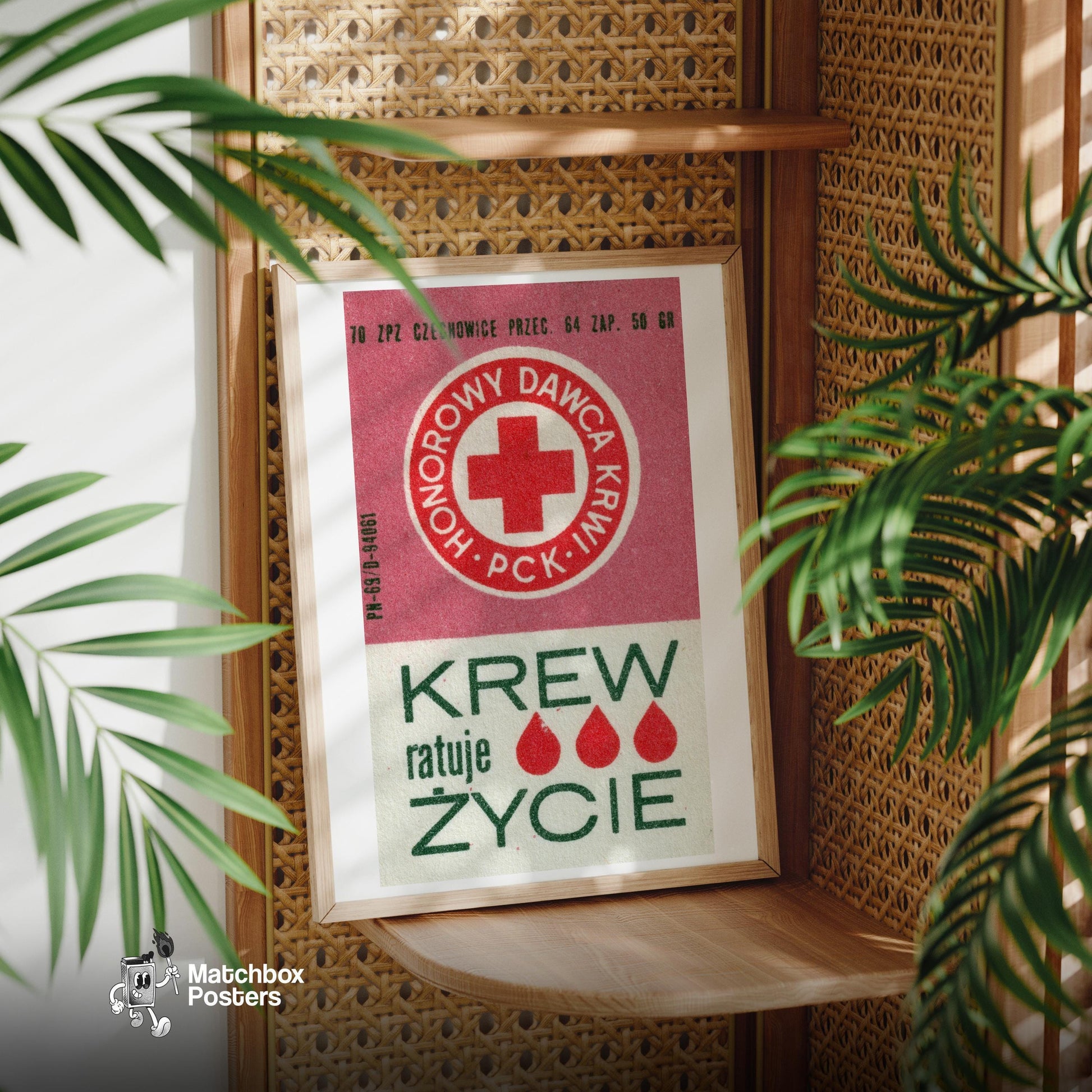 Blood Donation - vintage matchbox label print - office wall