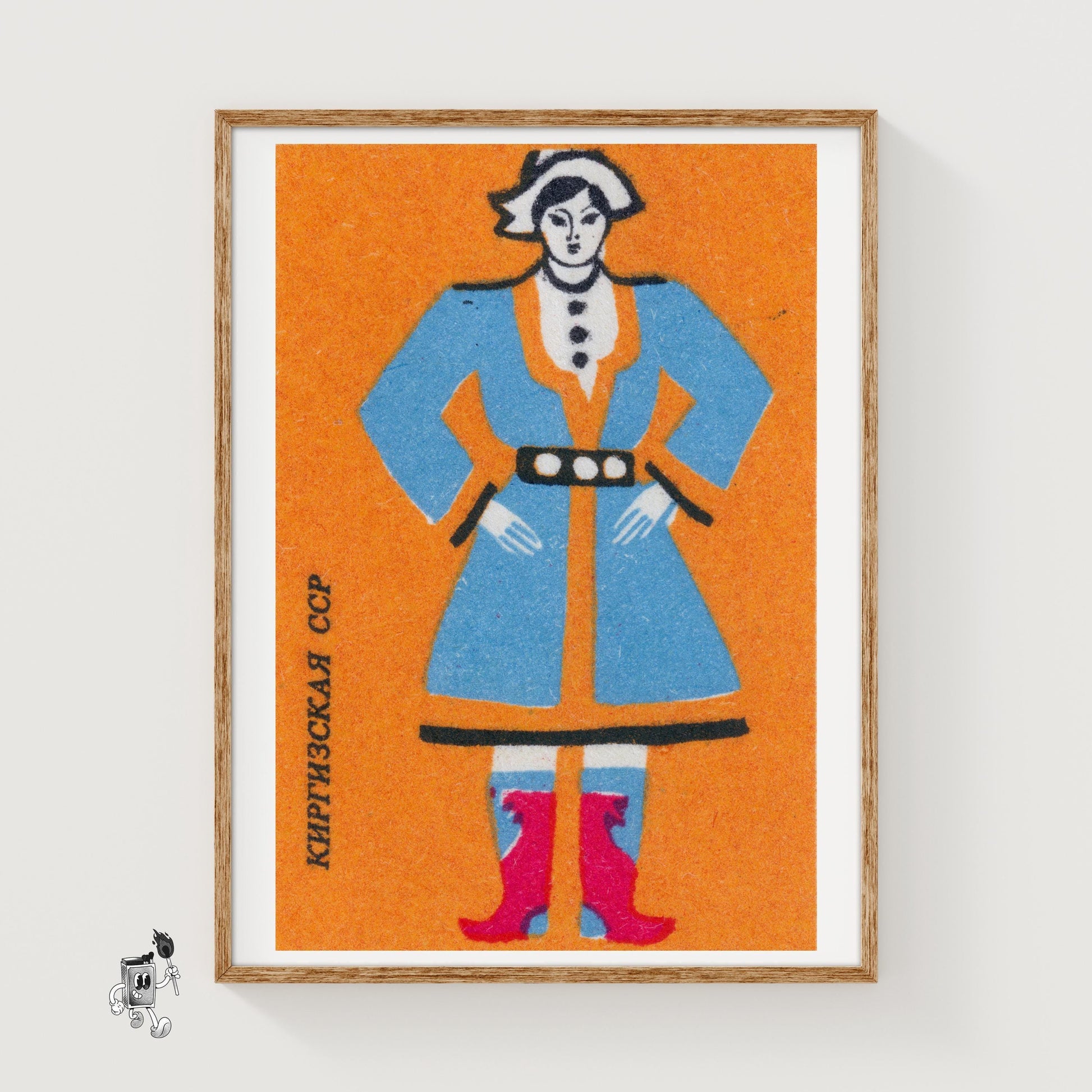 Kyrgyz Woman - vintage matchbox label print
