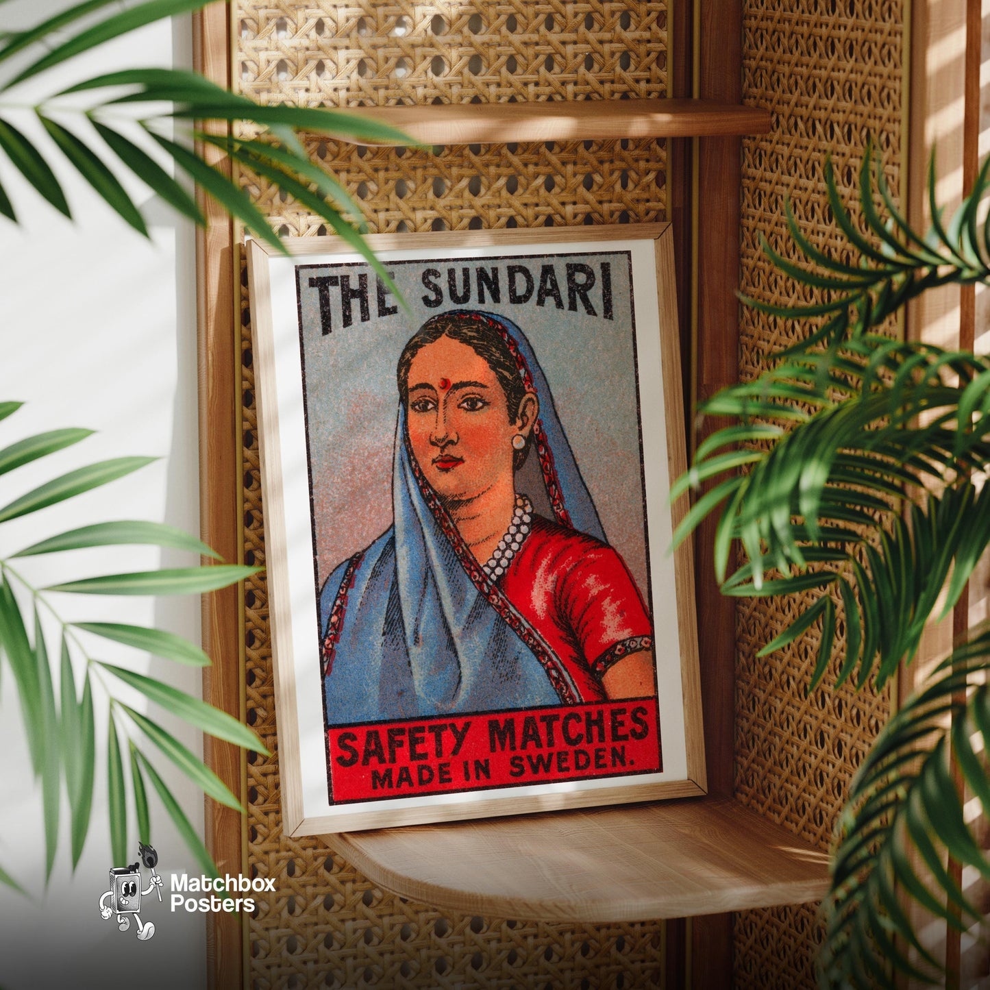 Sundari Woman - vintage matchbox label print - office wall