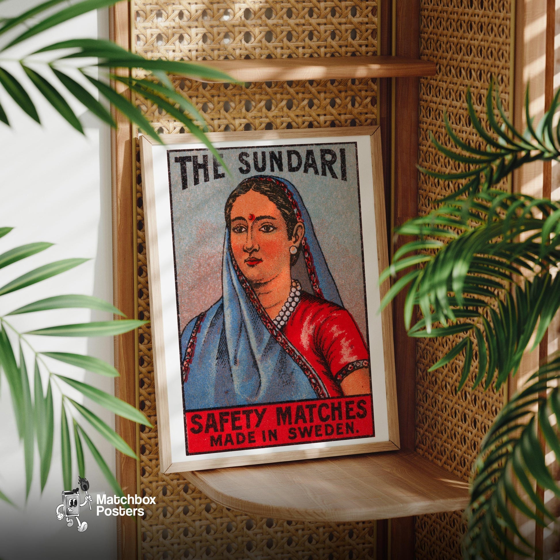 Sundari Woman - vintage matchbox label print - office wall