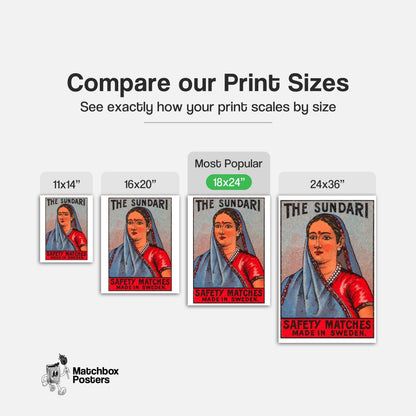 Sundari Woman - vintage matchbox label print - gallery wall preview