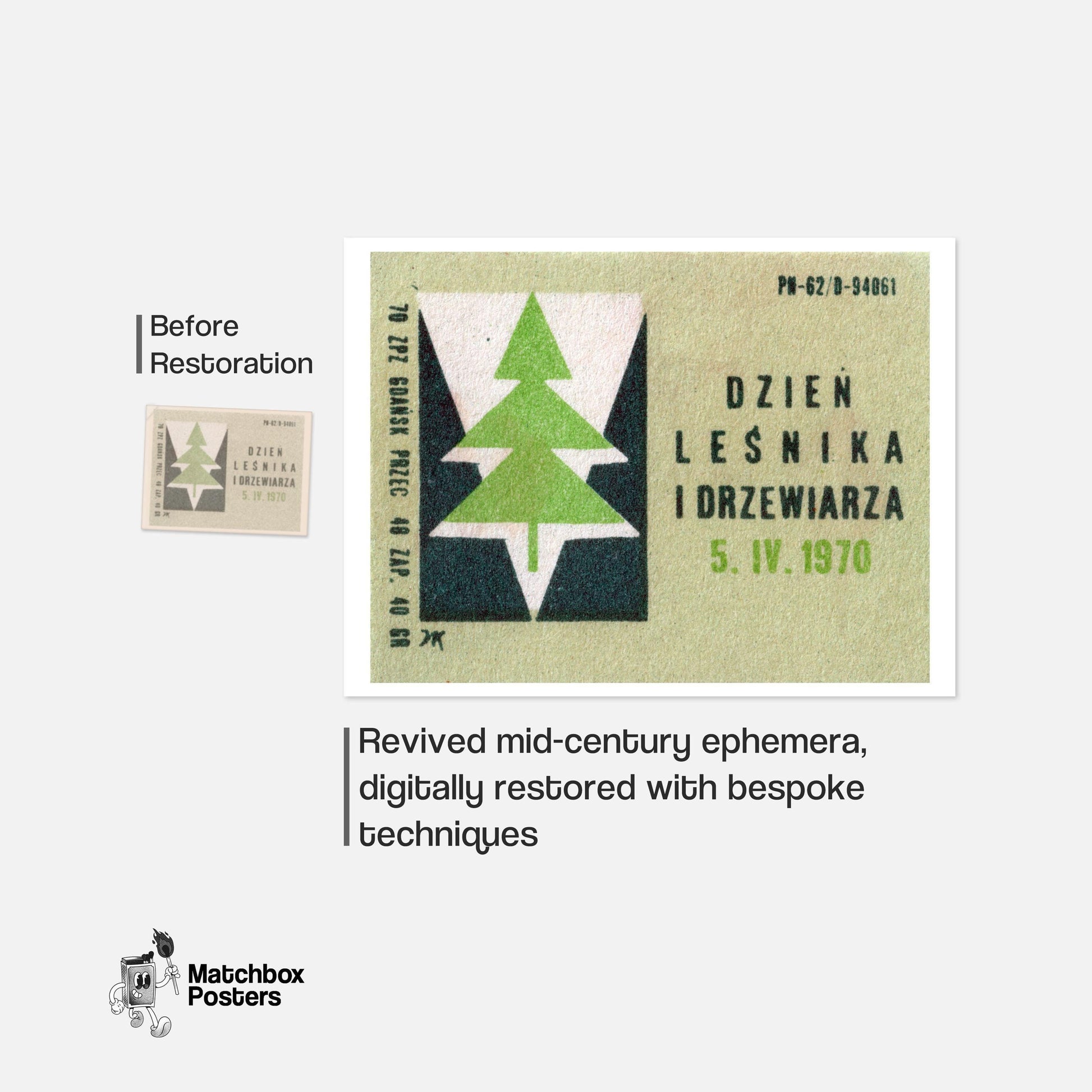 Tree - vintage matchbox label print - framed wall art preview