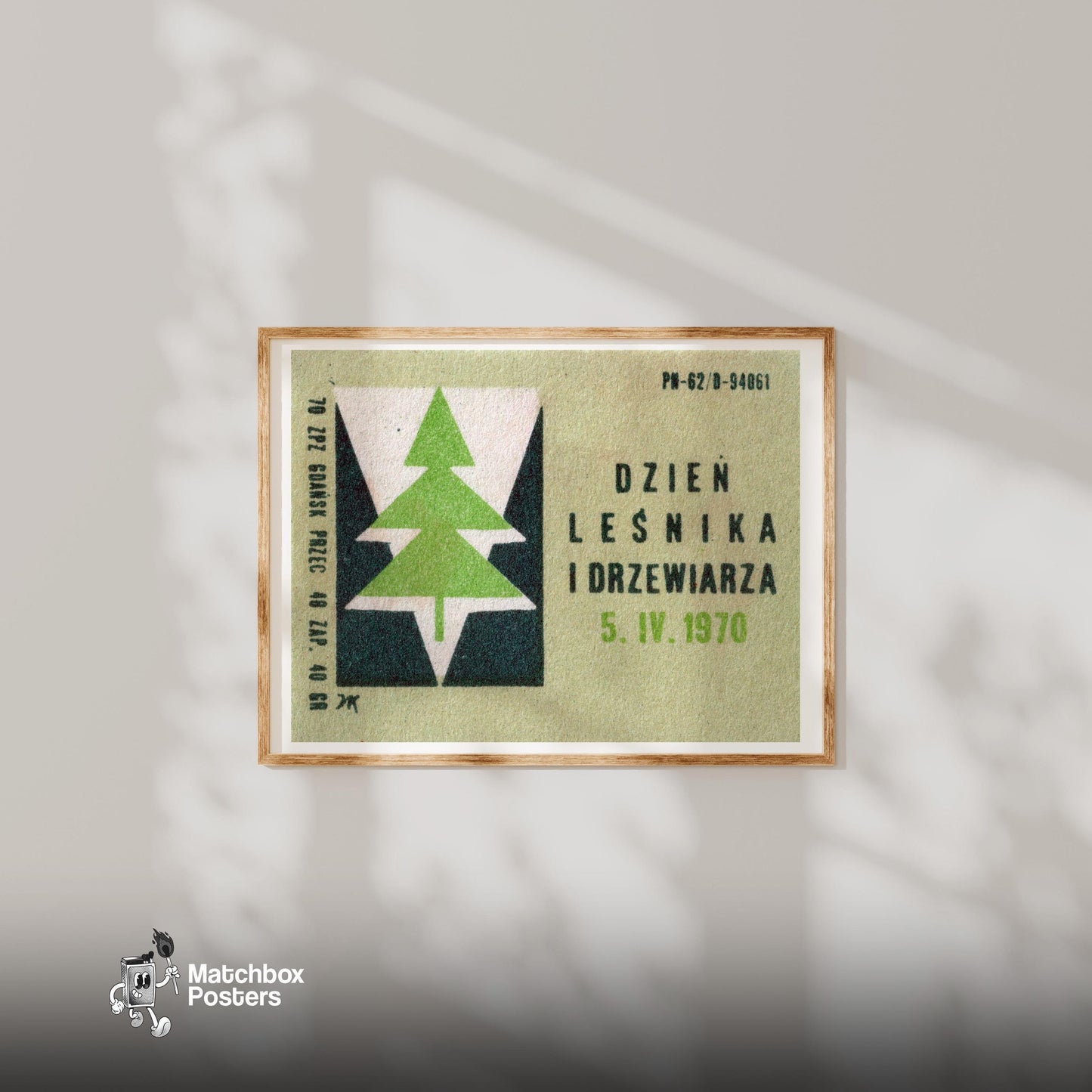 Tree - vintage matchbox label print - bedroom mockup