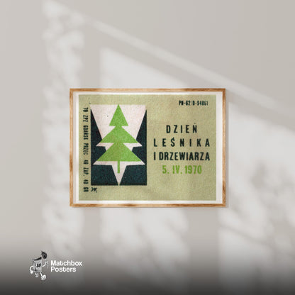 Tree - vintage matchbox label print - bedroom mockup
