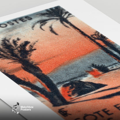 Desert Landscape - vintage matchbox label print - close-up detail