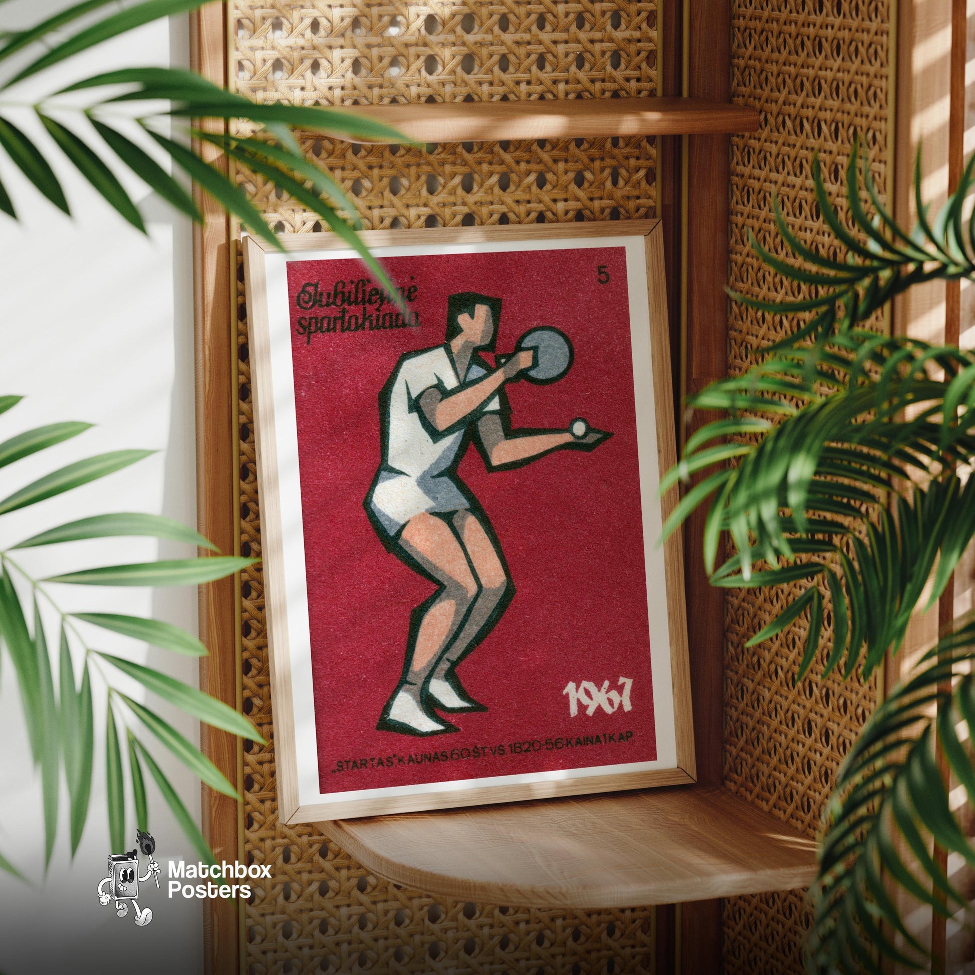 Table Tennis Player - vintage matchbox label print - office wall