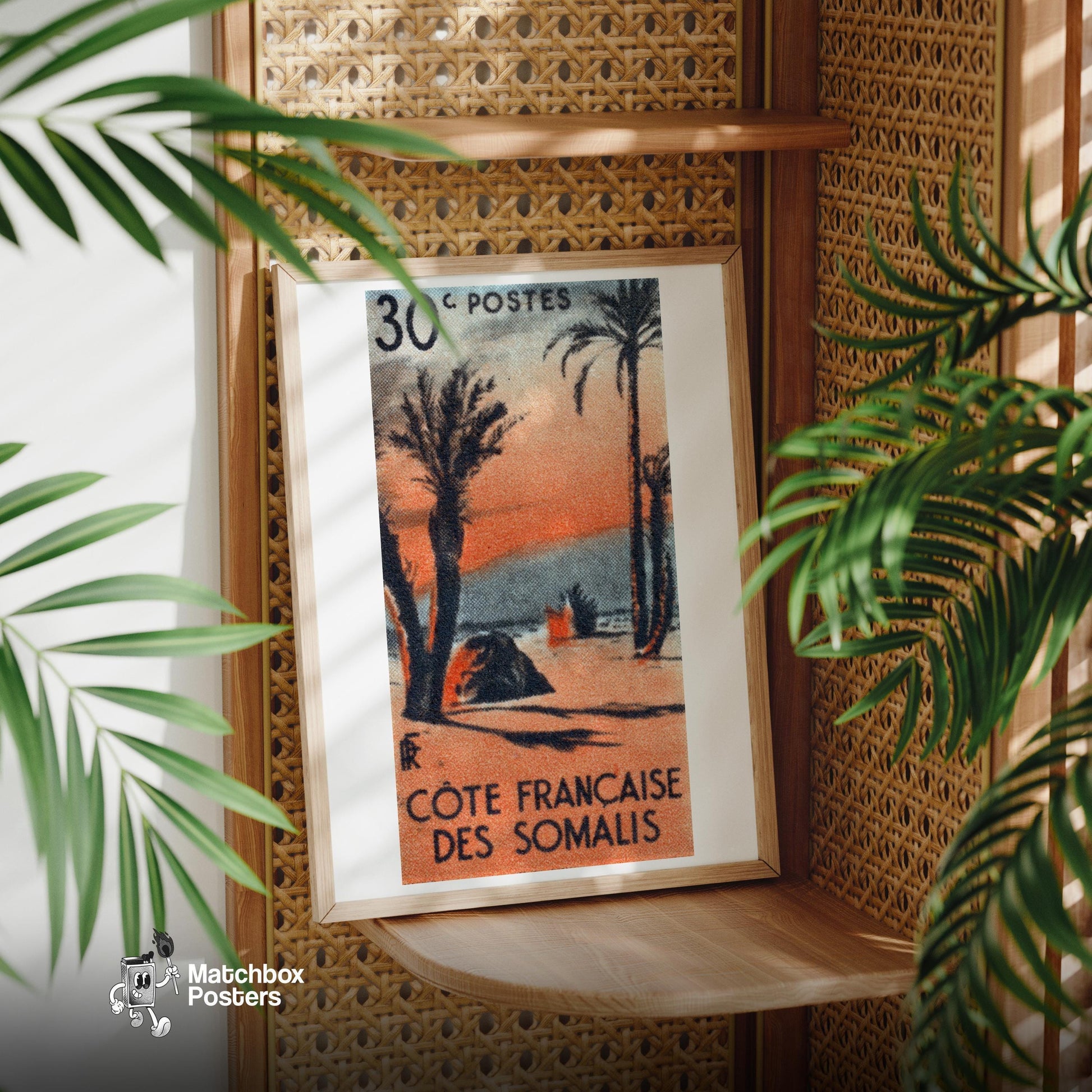 Desert Landscape - vintage matchbox label print - office wall
