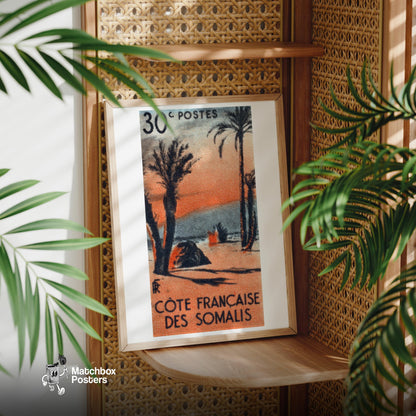 Desert Landscape - vintage matchbox label print - office wall