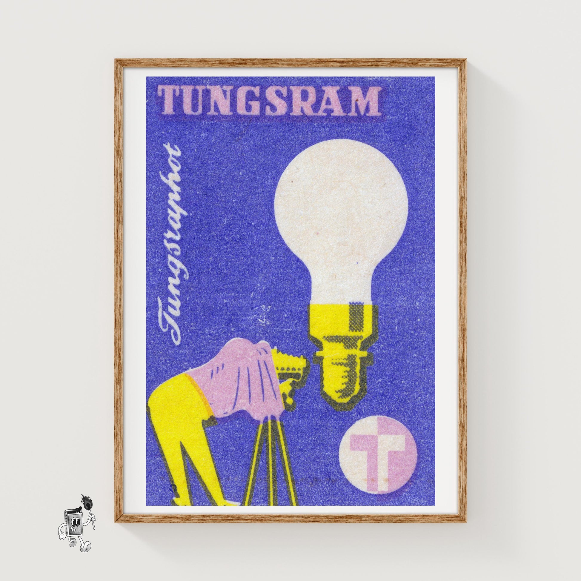 Light Bulb & Camera - vintage matchbox label print